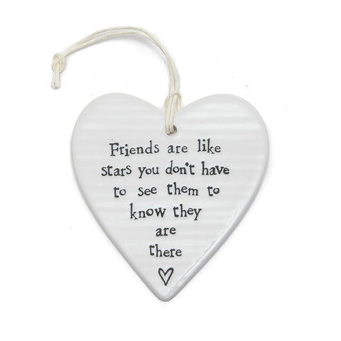 East of India Round Ceramic Heart - 'Friends Are Like Stars...'