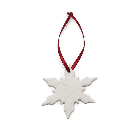 Angel Ceramics Matt Embossed Snowflake Hanging Decoration
