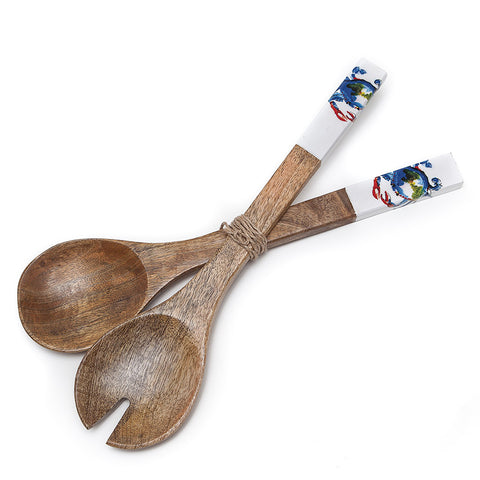 Shoeless Joe  Crab Mango Wood Salad Servers