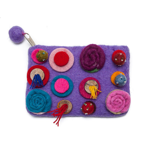 Gringo Purple Felt Button Purse