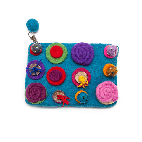 Gringo Turquoise Felt Button Purse