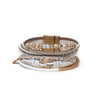 Pom Cream Mix Golden Disc Distressed Bead Bracelet Pom Cream Mix Golden Disc Distressed Bead Bracelet