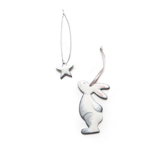 Angel Ceramics Bunny and Star Hanging Decorations