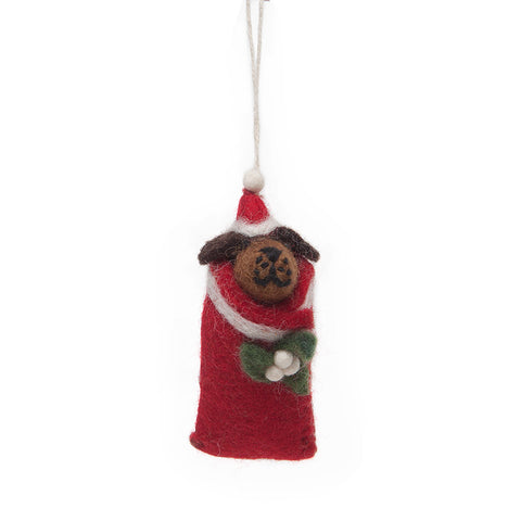 Amica Felt Christmas Swaddling Dachshund Puppy Decoration