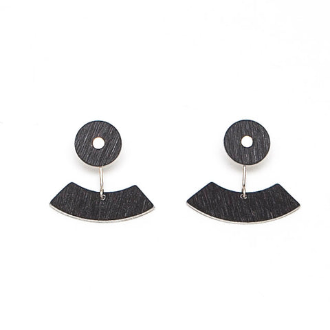 Mor by Design Dark Grey Textured Horseshoe Aluminium Earrings