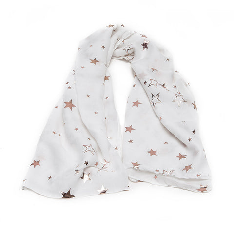 White Scarf with Gold Star Mix