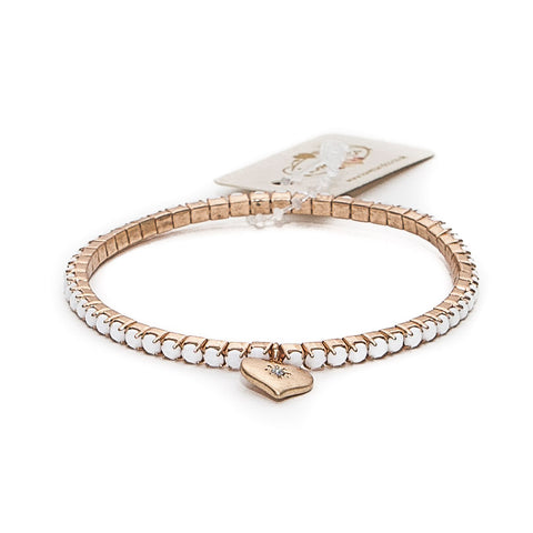 Lovett White Faceted Bead Stretch Bracelet