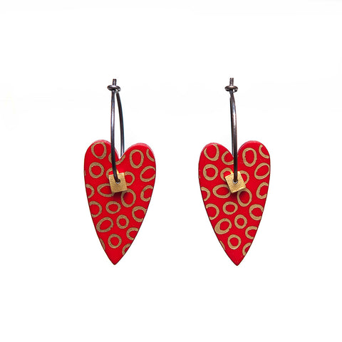 Lene Lundberg K-Form Red Heart Earrings