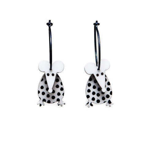 Lene Lundberg K-Form Grey/Black Spotty Mouse Earrings