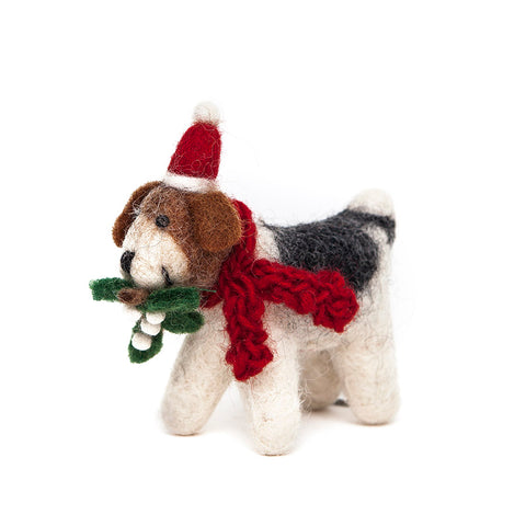 Amica Fair Trade Fox Terrier with Mistletoe