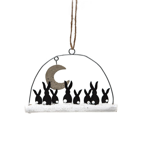 Shoeless Joe Moon Gazing Rabbits Decoration
