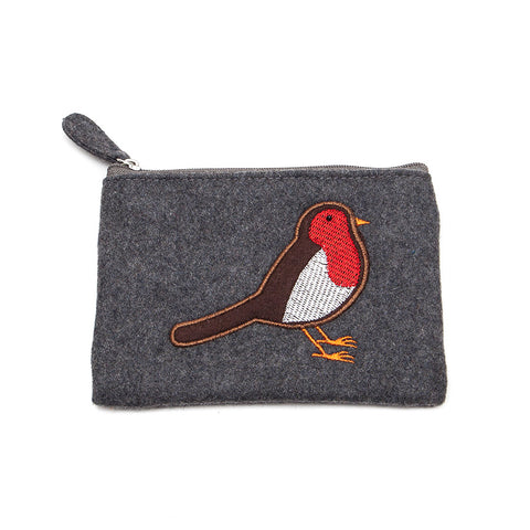 Just Trade Grey Felt Robin Purse