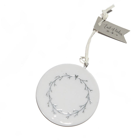 East of India 'In the Bleak Mid Winter' Flat Ceramic Bauble back