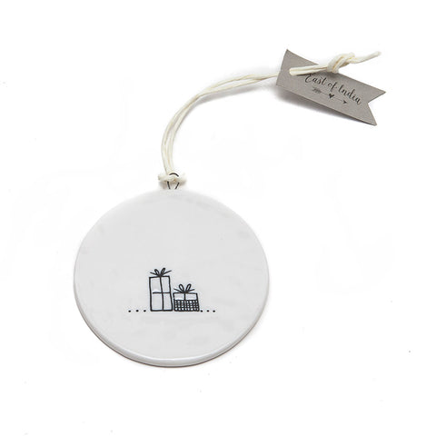 East of India 'Glad Tidings we bring' Flat Ceramic Bauble back