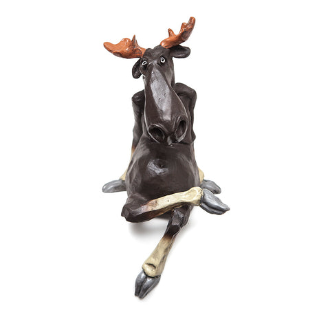 Naasgransgarden Quirky Ceramic Sitting Elk with Hanging Leg