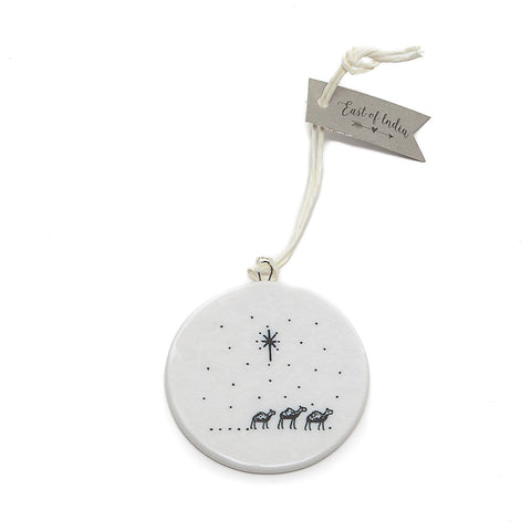 East of India Ceramic 'Away in a Manger' Flat Bauble back