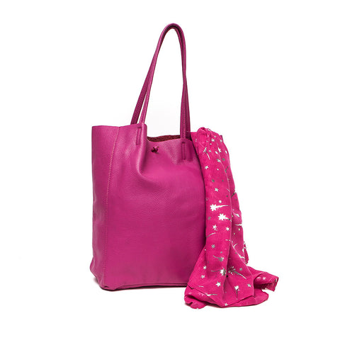 Italian Pink Leather Soft Slouchy Handbag