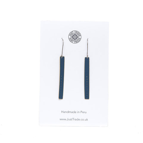 Just Trade Navy Blue Elegant Bar Drop Earrings