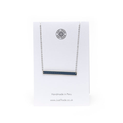 Just Trade Elegant Navy Blue Bar Necklace