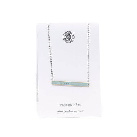 Just Trade Elegant Duck Egg Blue Bar Necklace