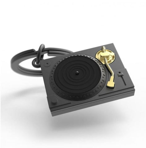 Metalmorphose Matt Grey and Gold Music Turntable Keyring from Oli Olsen