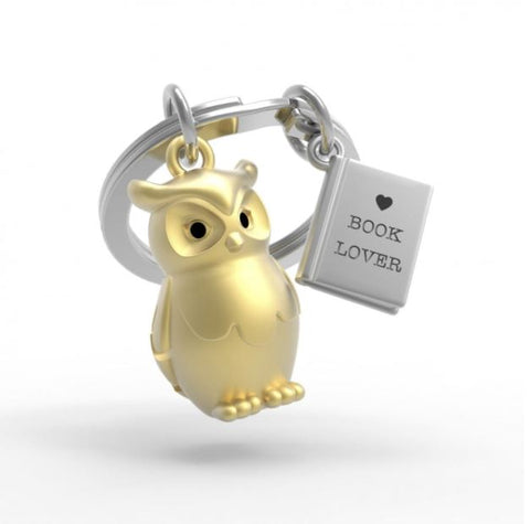 Metalmorphose Gold Owl With Book Lover Book Keyring from Oli Olsen