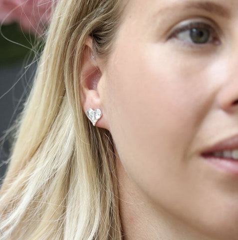 Pom Hammered Heart Stud Earrings lifestyle