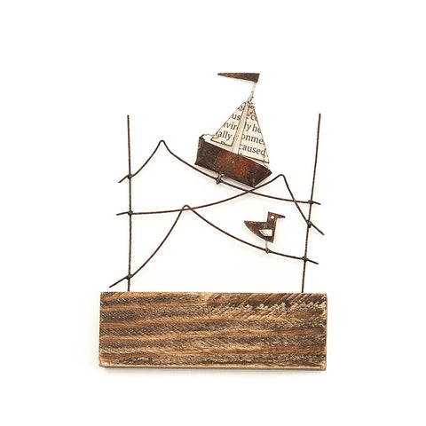 Sailing - Sail Boat on Waves Sculpture by Sarah Jane Brown