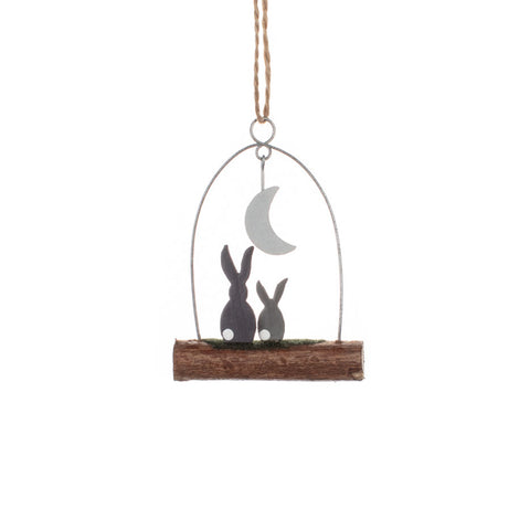 Shoeless Joe Small Moon Gazing Rabbits Hanging Decoration