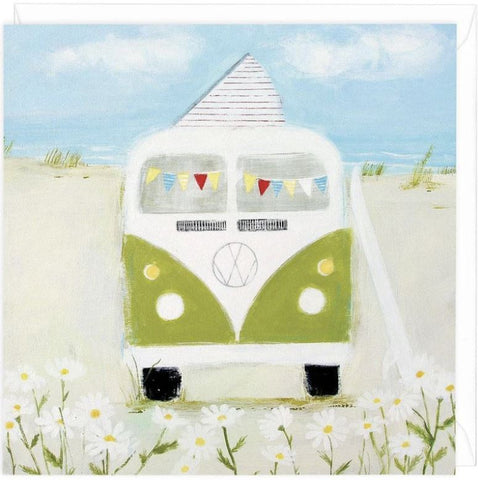 Green Camper greeting card