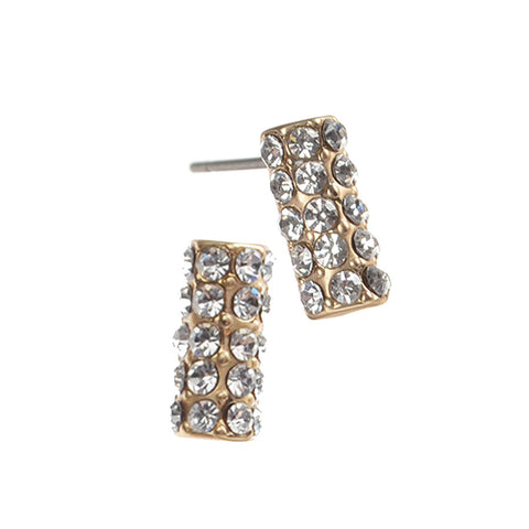 Hot Tomato Demi Barrel Sparklets Earrings in Matt Gold