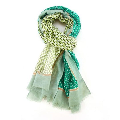 Green Geometric Design Scarf