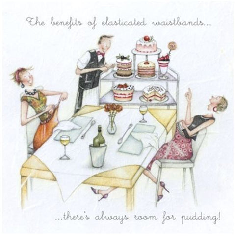 The Benefits of Elasticated Waistbands..... Greeting Card from Berni Parker
