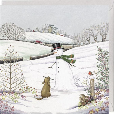 Snowman and Dog Christmas Card