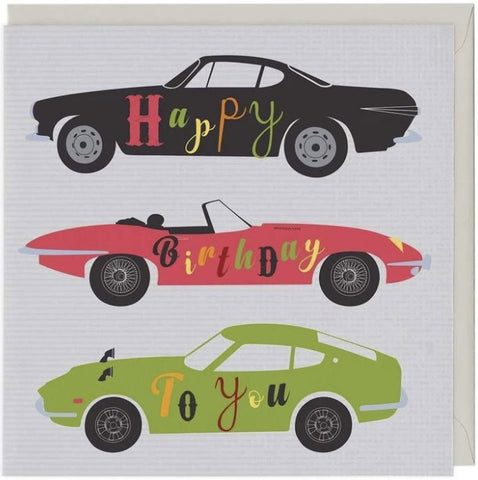 Happy Birthday to You card with sports cars