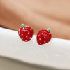 Pom Silver Plated Strawberries. Shell Flower and Crystal Studs