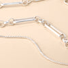 Pom Silver Plated Double Layer Paper Link and Box Chain Necklace with Beaten Discs Chain Pic