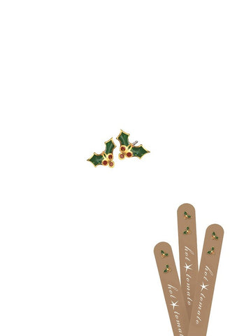 Hot Tomato Micro Holly Studs in Stainless Steel and 18K Gold