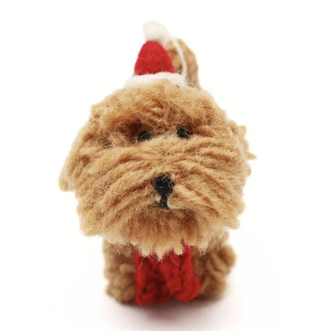 Amica Fair Trade Medium Felt Christmas Cockapoo in Hat & Scarf front