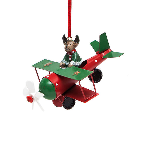 Ascalon Reindeer in Red Biplane Hanging Decoration