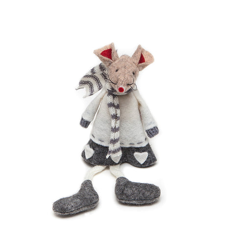 Ascalon Felt Grey and White Mice Hanging Decoration White Top