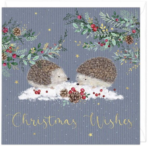 Hedgehogs Wishes Christmas Card