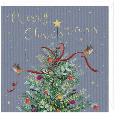 Blue Tree Christmas Card