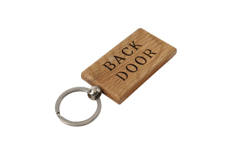 Bramble Farm 'Back Door' Rectangular Oak Keyring