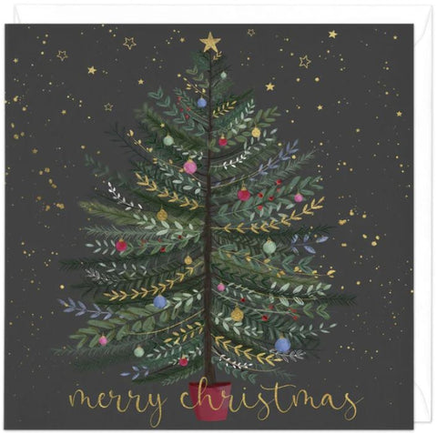 Dark Floral Tree Christmas Card