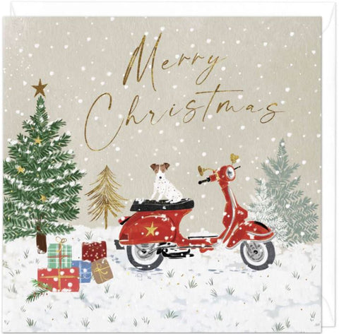Dog with Scooter Christmas Card