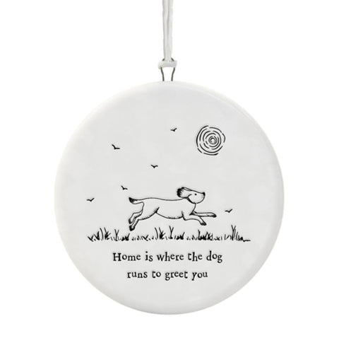 East of India Dog Hanging Decoration Home is where