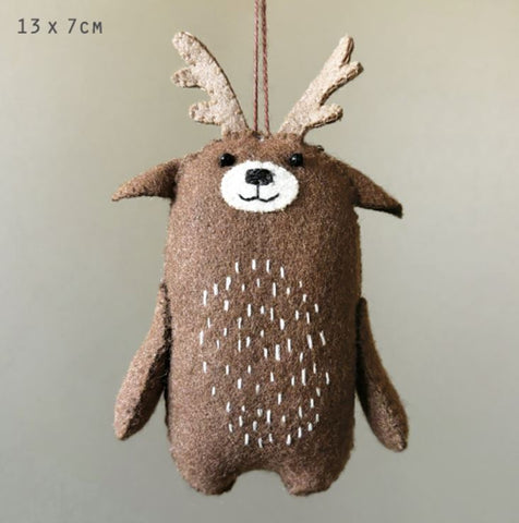 East of India Felt Reindeer Woodland Animal Hanging Decoration