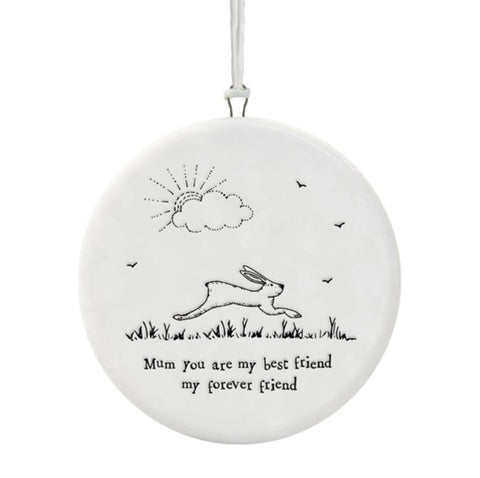 East of India Hare Hanging Decoration Mum you are my best friend