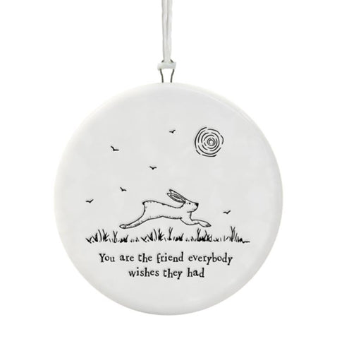 East of India Hare Hanging Decoration You are the friend